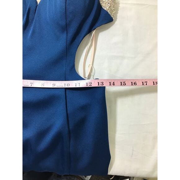 ASPEED SZ S teal silver backless hand beaded cutout mermaid maxi gown NWT B164 - Picture 9 of 12